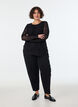 Mesh blouse with paisley print and asymmetrical hem, Black, Model image number 1