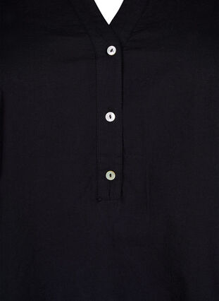 Shirt blouse with broderie anglaise and 3/4 sleeves, Black, Packshot image number 2