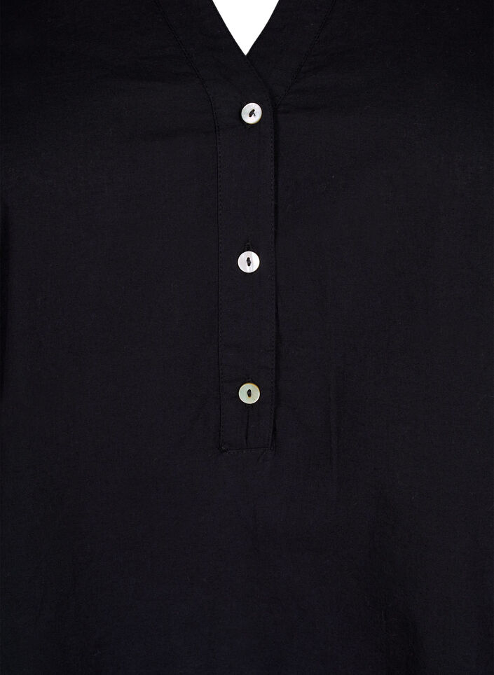 Shirt blouse with broderie anglaise and 3/4 sleeves, Black, Packshot image number 2