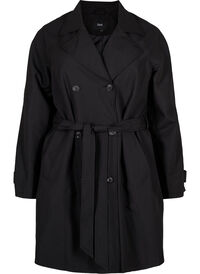 Trench coat with belt and slit