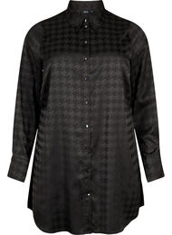 Long shirt with houndstooth pattern, Black, Packshot
