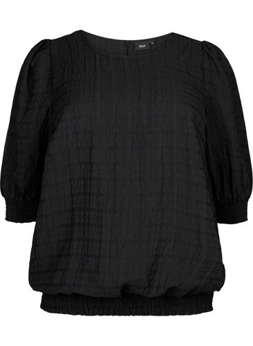 Smock blouse with lyocell (TENCEL™), Black, Packshot image number 0