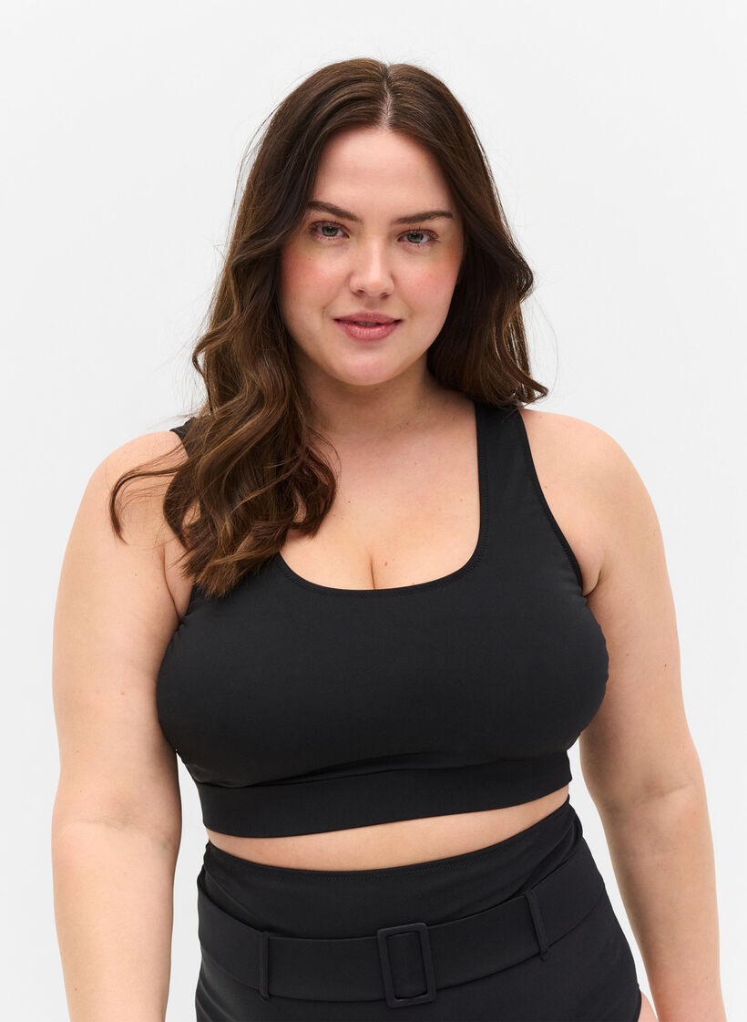 Bikini top with a round neckline, Black, Model image number 0