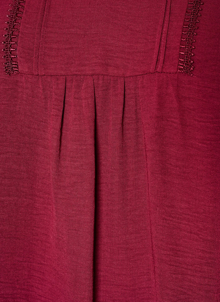 Blouse with V-neck and crochet band, Red, Packshot image number 2