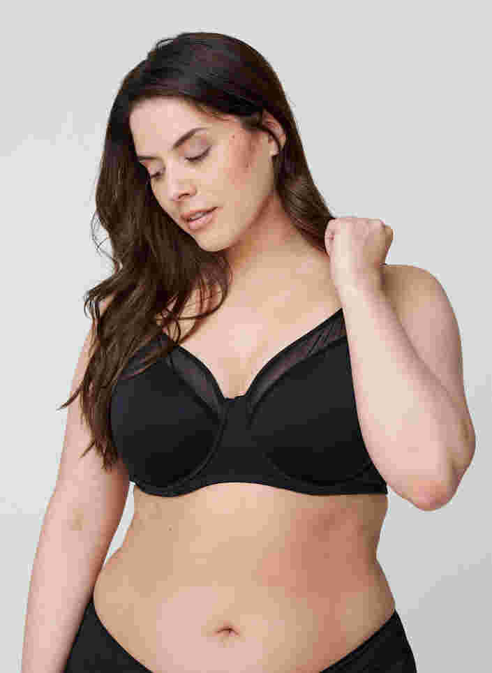 Underwired Figa bra with mesh details, Black, Model image number 0