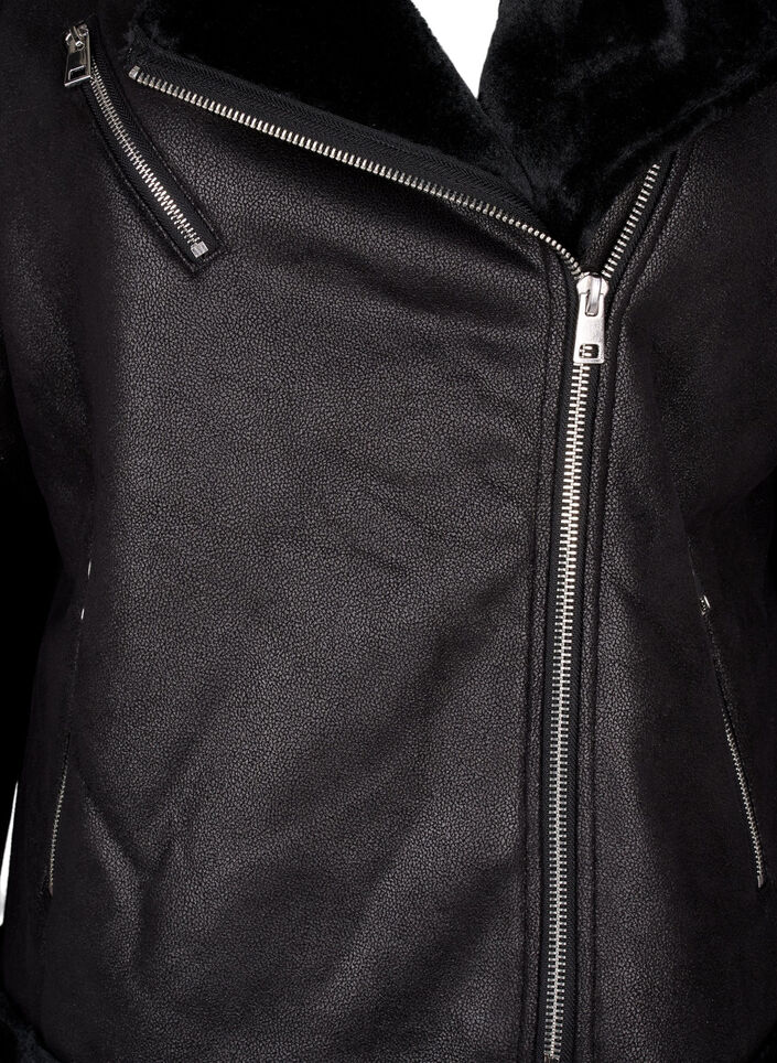 Faux leather pilot jacket, Black, Packshot image number 3