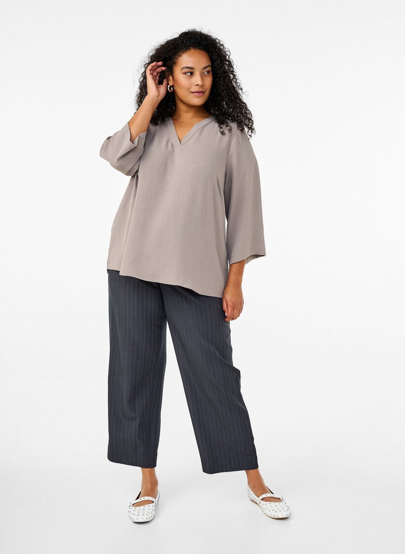 Blouse with 3/4 sleeves, Beige, Model image number 1