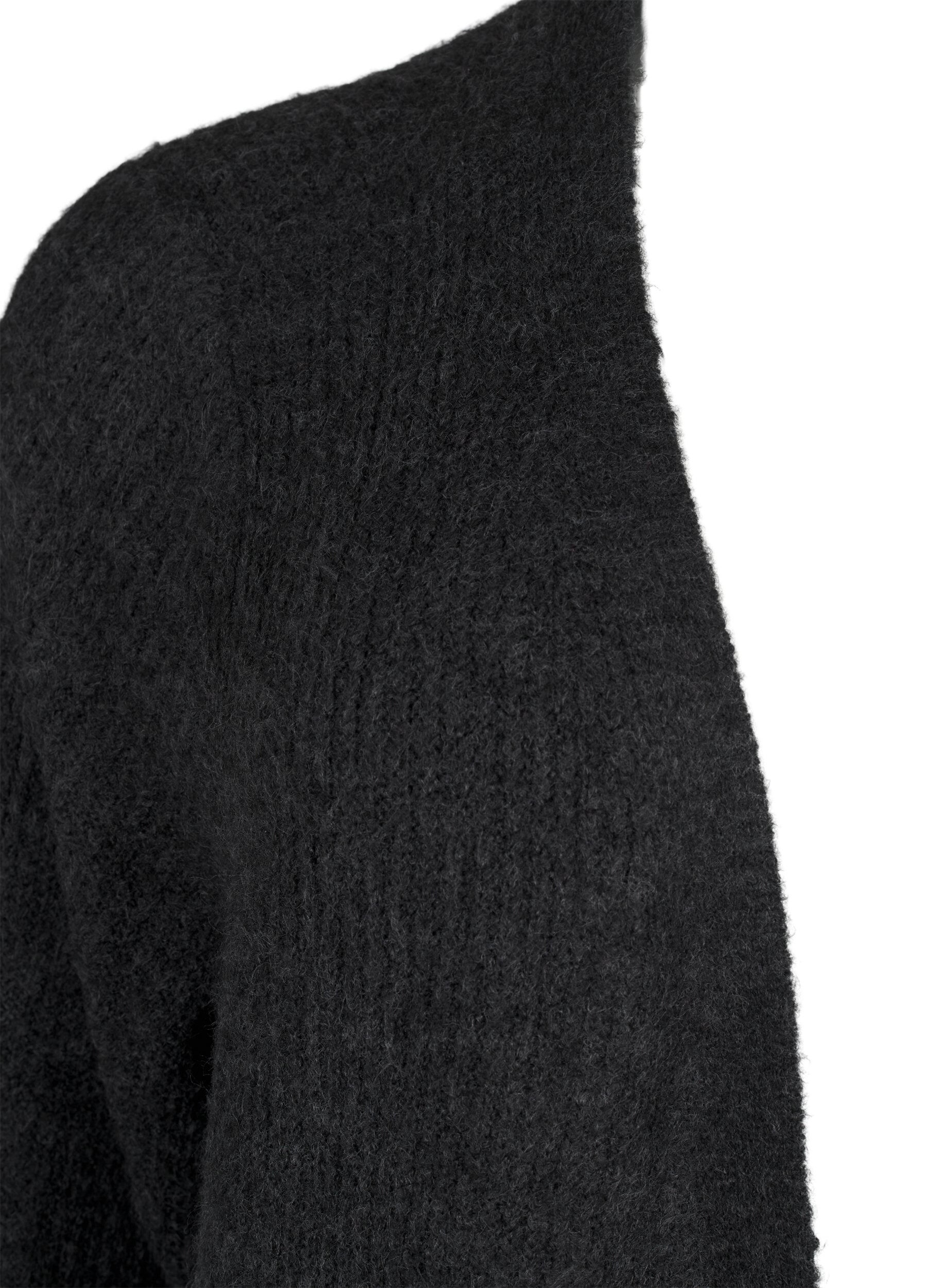 Zizzifashion FLASH - Ribbed cardigan with slits, Dark Grey Melange, Packshot image number 2