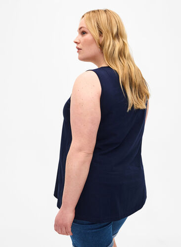 Cotton top with a-shape, Navy B. W. Summer, Model image number 1