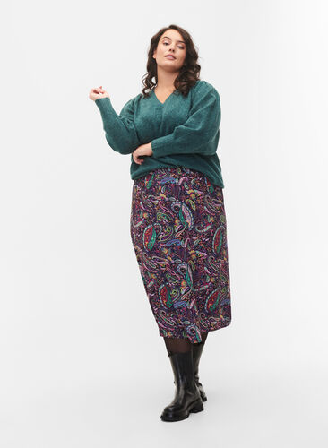 Viscose midi skirt in paisley print, Multi Paisley, Model image number 0