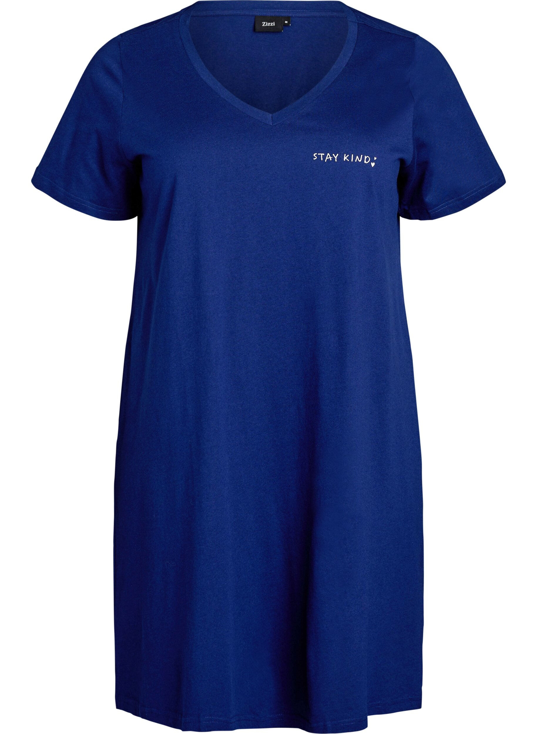 ZizzifashionOrganic cotton nightdress with V-neck, Blue, Packshot image number 0