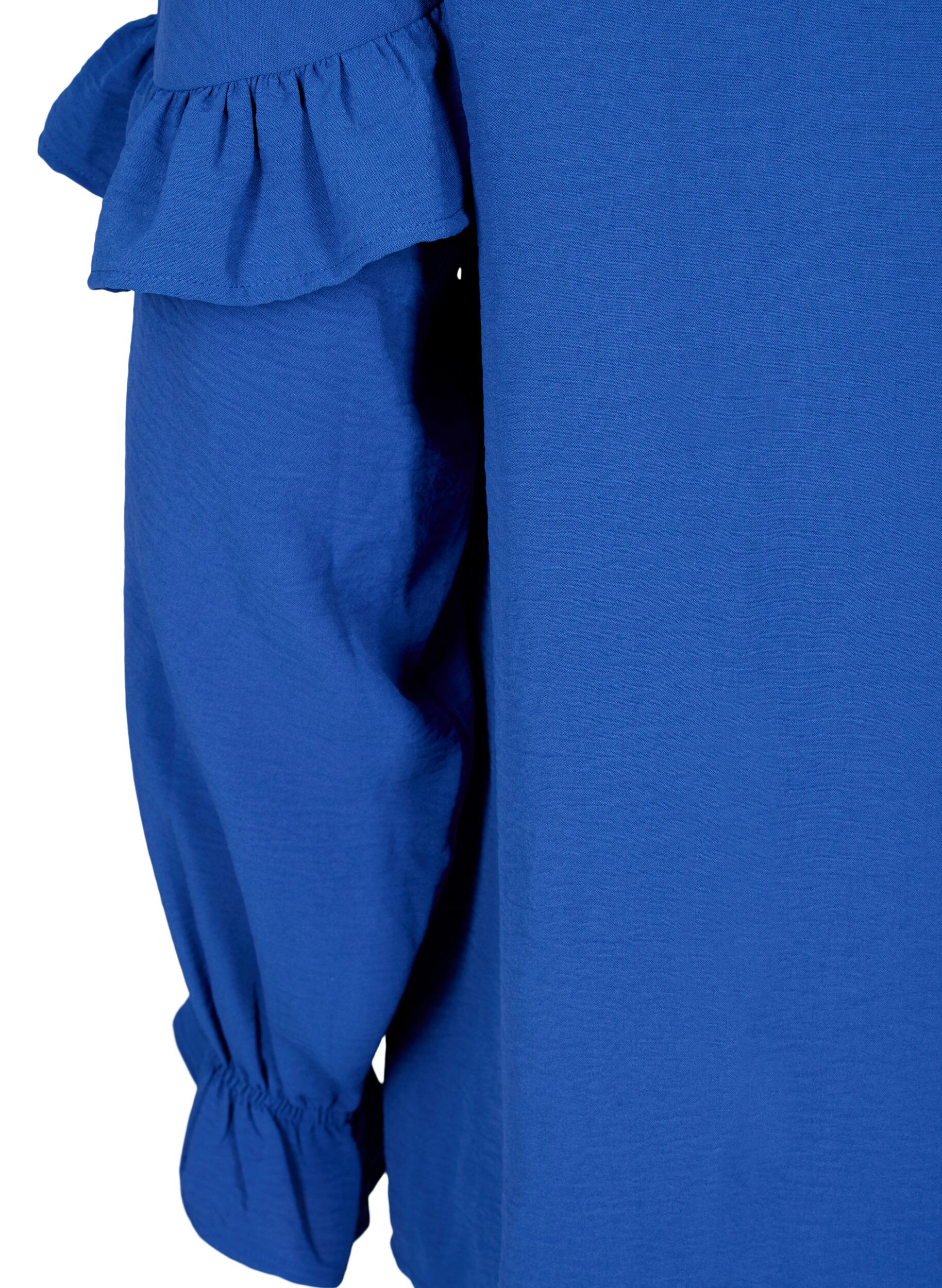Zizzifashion Blouse with ruffles and buttons, Deep Ultramarine, Packshot image number 3