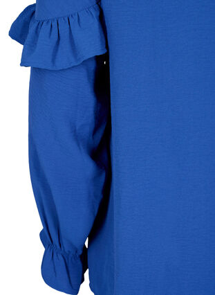 Blouse with ruffles and buttons, Deep Ultramarine, Packshot image number 3
