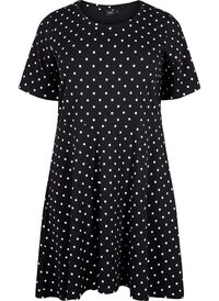 Cotton dress with short sleeves and dots