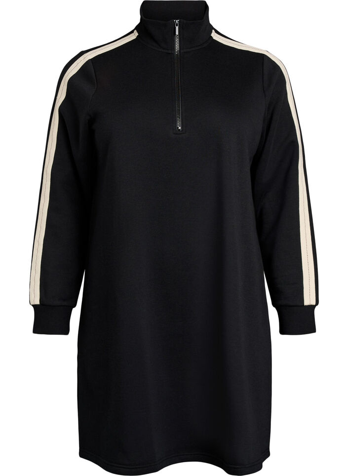 Short sweatshirt dress with a high neck, Black, Packshot image number 0