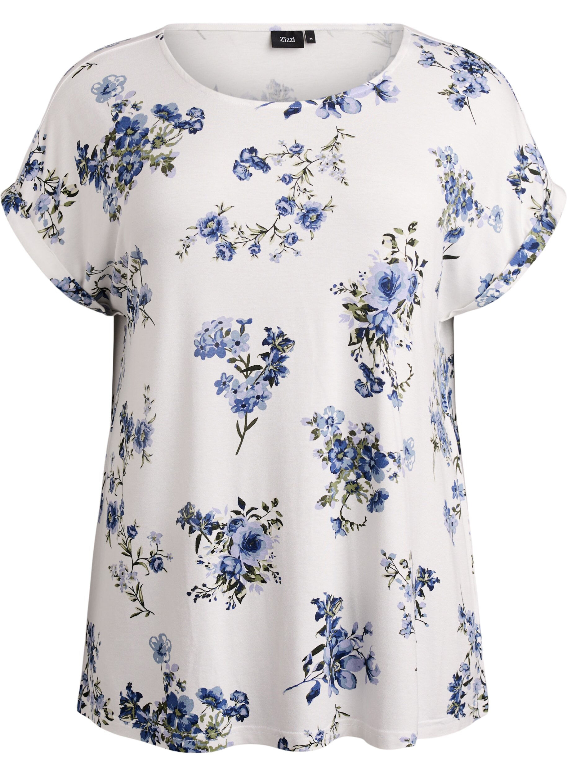 Zizzifashion T-shirt with floral print, Vanilla, Packshot image number 0