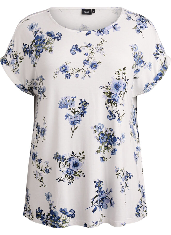 T-shirt with floral print, Vanilla, Packshot image number 0