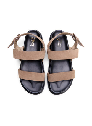 Wide fit sandal in suede, Brown, Packshot image number 2
