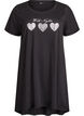 Short-sleeved nightgown in organic cotton, Black, Packshot image number 0