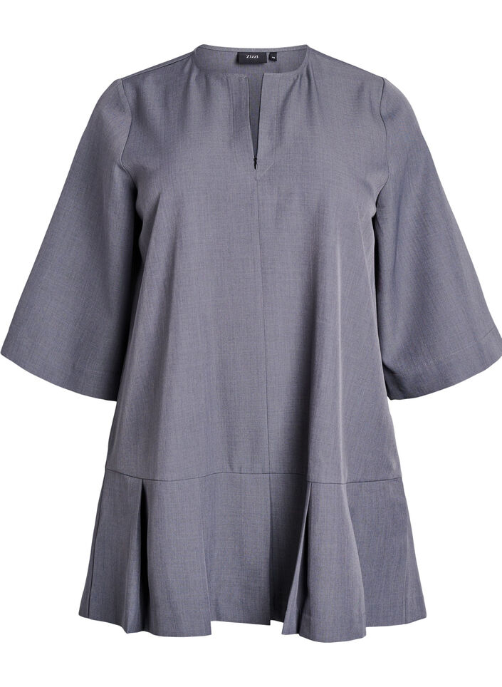 Short A-line dress with zipper and 3/4-sleeves, Grey, Packshot image number 0