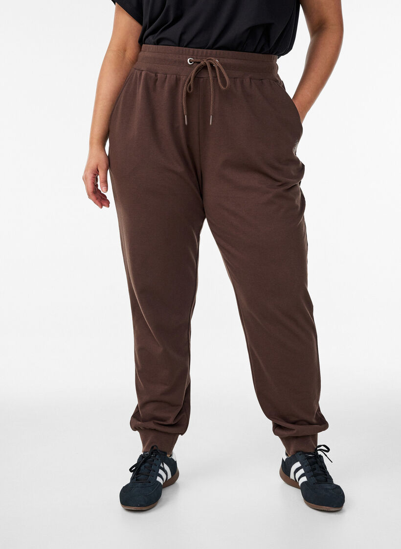 Loose tracksuit trousers with pockets, Brown, Model image number 0
