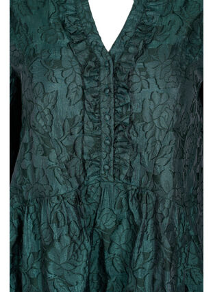 Jacquard A-line dress with ruffles, Scarab, Packshot image number 2