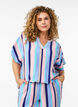Striped viscose blouse with short sleeves, Blue, Model image number 0