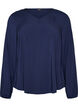 Viscose blouse with V-neck and rounded hem, Blue, Packshot image number 0