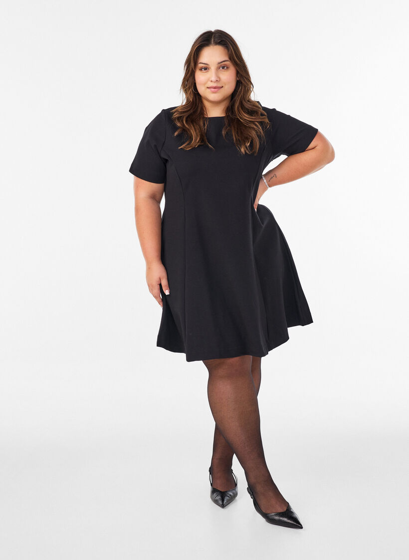 Short A-line jersey dress, 0199, Model image number 1
