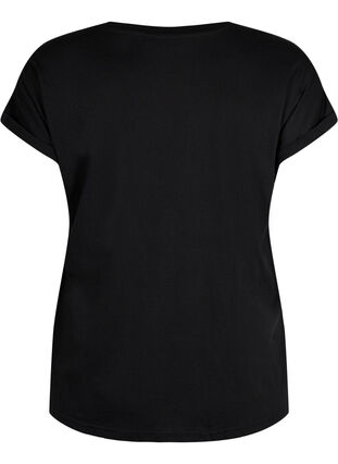 Short sleeve cotton blend T-shirt, Black, Packshot image number 1