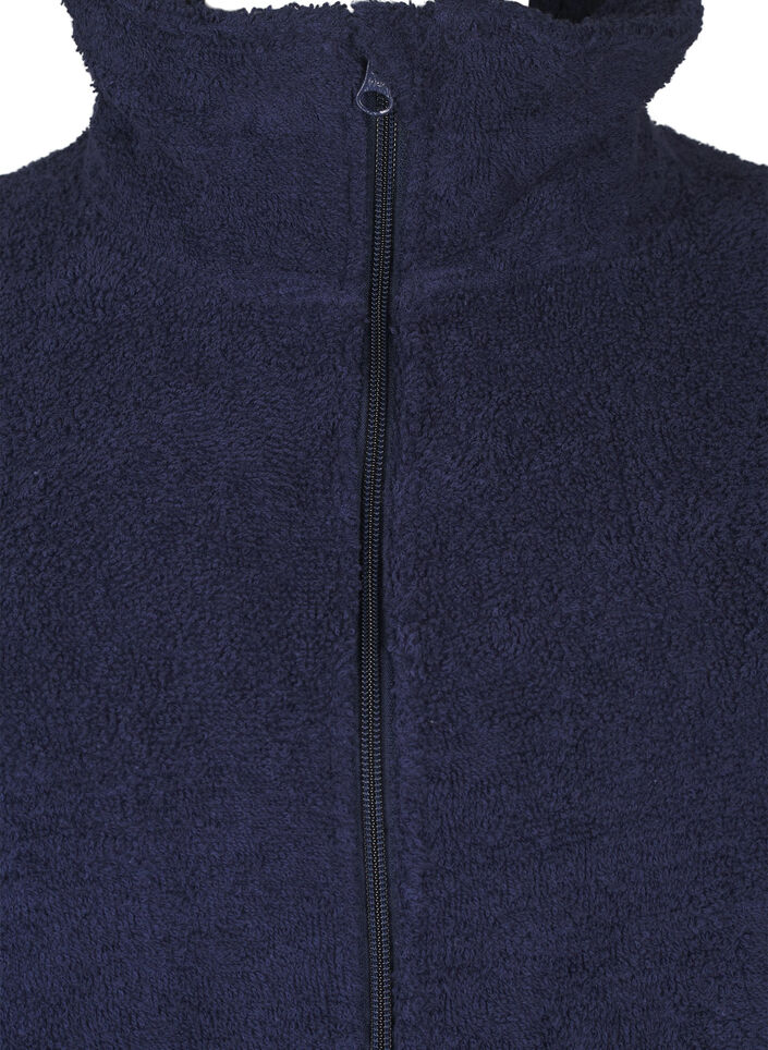 Terry bathrobe with a zipper, Navy Blazer, Packshot image number 2