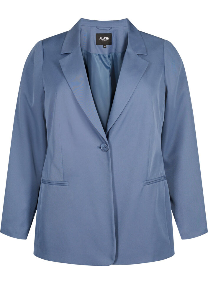 FLASH - Simple blazer with button, Blue, Packshot image number 0