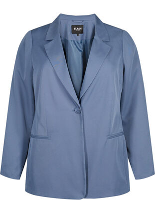 FLASH - Simple blazer with button, Vintage Indigo, Packshot image number 0