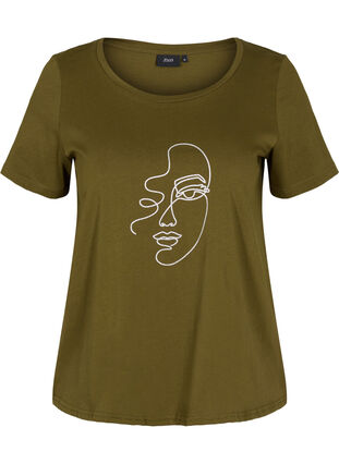 T-shirt with mica print in cotton, Ivy G. Shimmer Face, Packshot image number 0