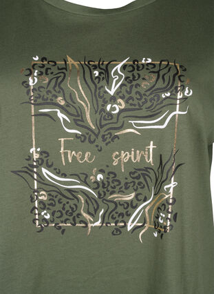 Organic cotton T-shirt with gold print, Thyme W. Free, Packshot image number 2