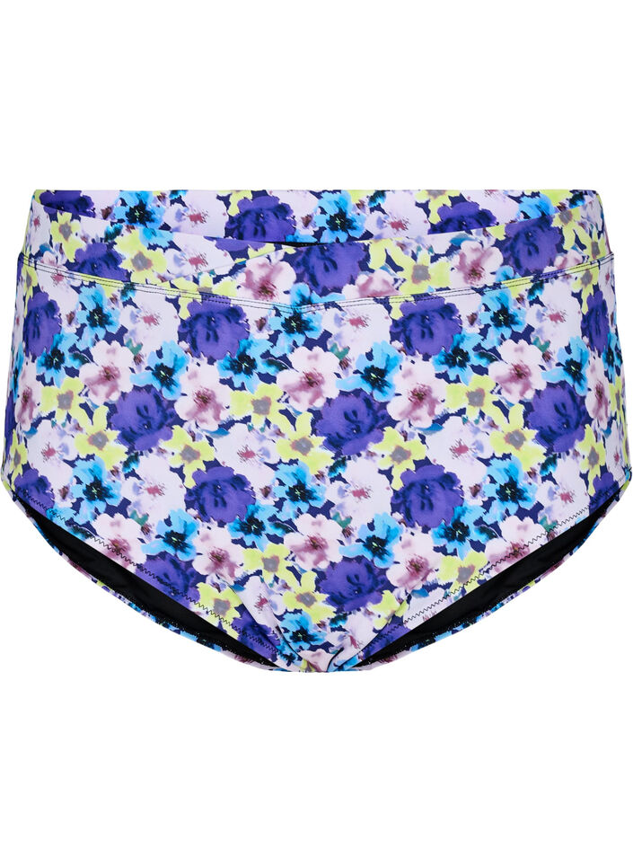 High-waisted floral bikini bottoms, Purple, Packshot image number 0