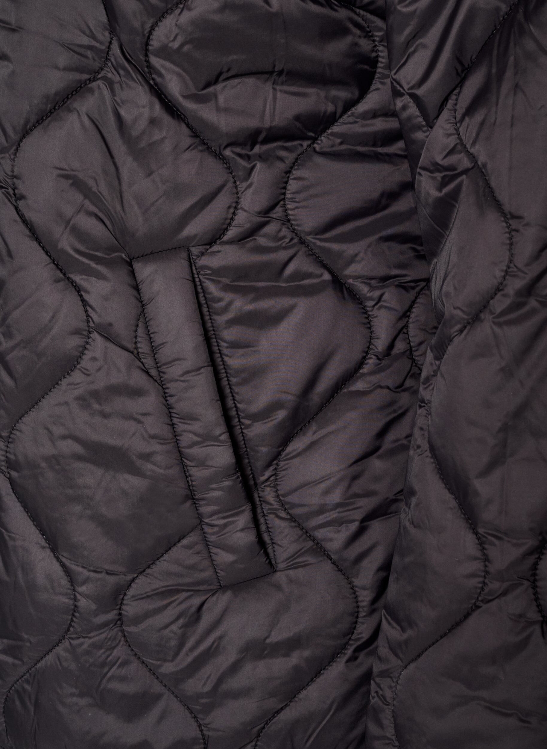 ZizzifashionQuilted jacket with press studs and round neck, Black, Packshot image number 3