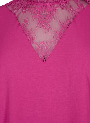 Long sleeved blouse with lace detail, Festival Fuchsia, Packshot image number 2