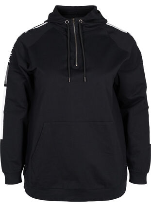  Sweatshirt with hood and zip, Black, Packshot image number 0