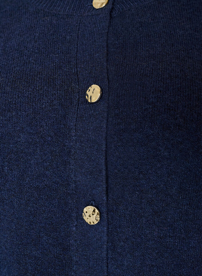 Cardigan in soft knit with gold-coloured buttons, Blue, Packshot image number 2