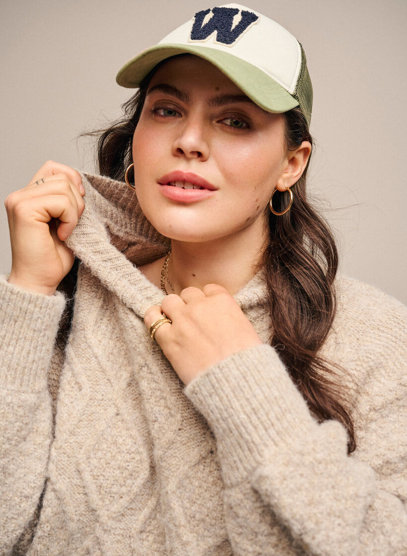 Patterned knit sweater with turtleneck, Simply Taupe Mel., Image image number 0