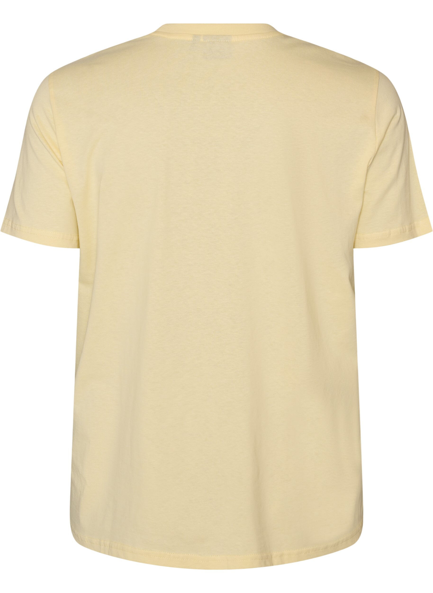 ZizzifashionBasic cotton T-shirt with round neck, Yellow, Packshot image number 1