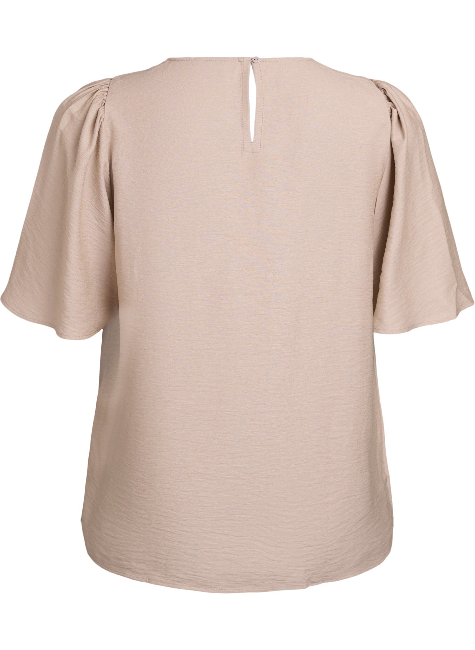 Zizzifashion Blouse with short, wide sleeves, Beige, Packshot image number 1