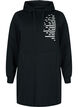 Long sweatshirt with hood and pockets, Black, Packshot image number 0