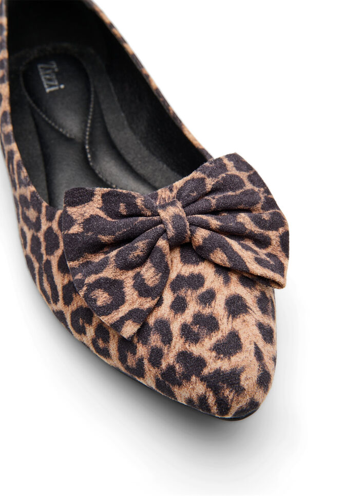 Wide fit - Ballerina pumps with a bow, Brown, Packshot image number 3