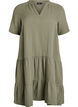 Short A-line dress in cotton muslin, Green, Packshot image number 0