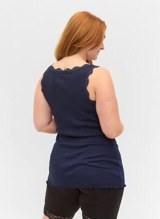 Top with lace trim, Peacoat, Model image number 1