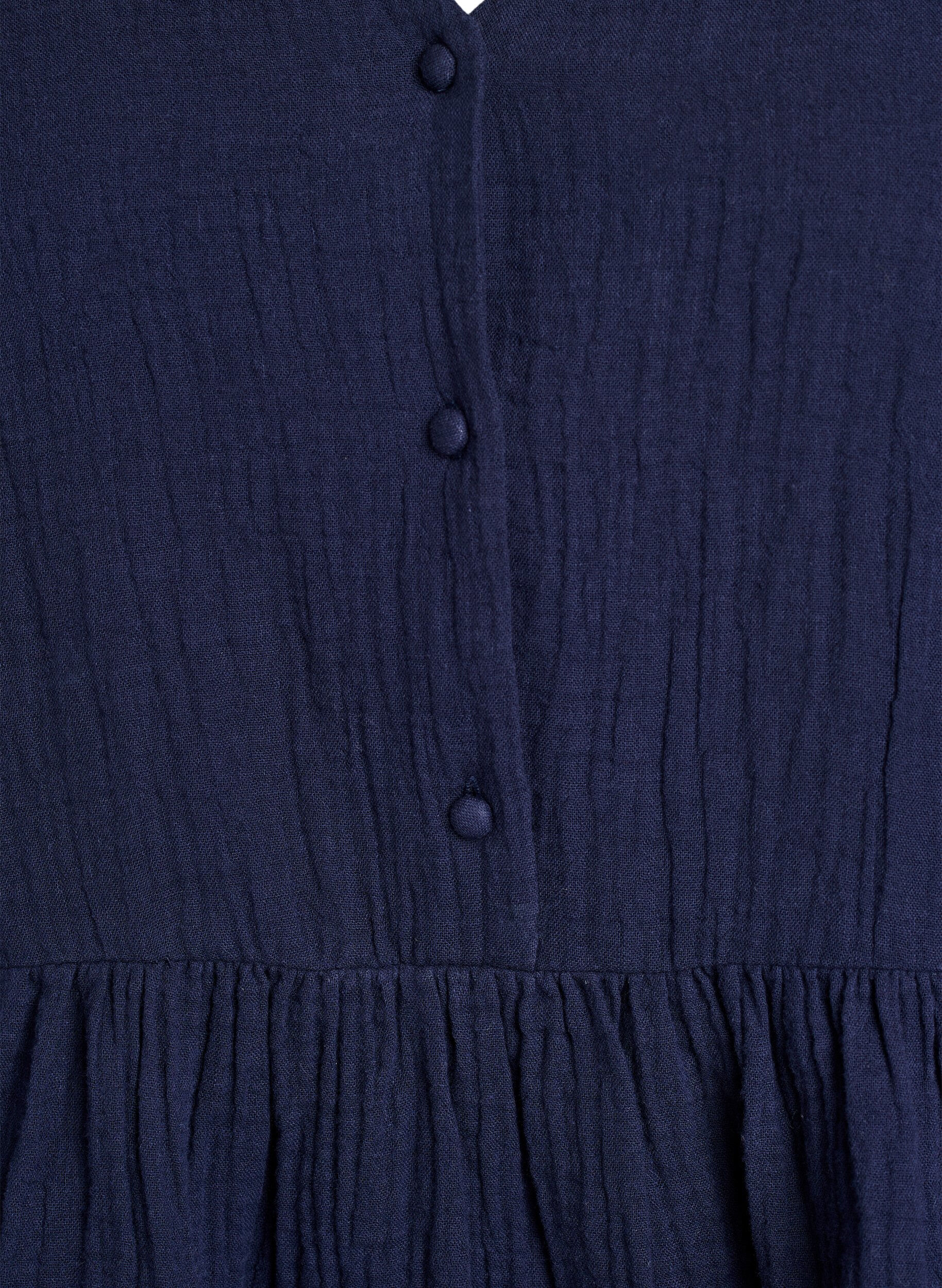 ZizzifashionSleeveless cotton muslin blouse with ruffles, Blue, Packshot image number 2