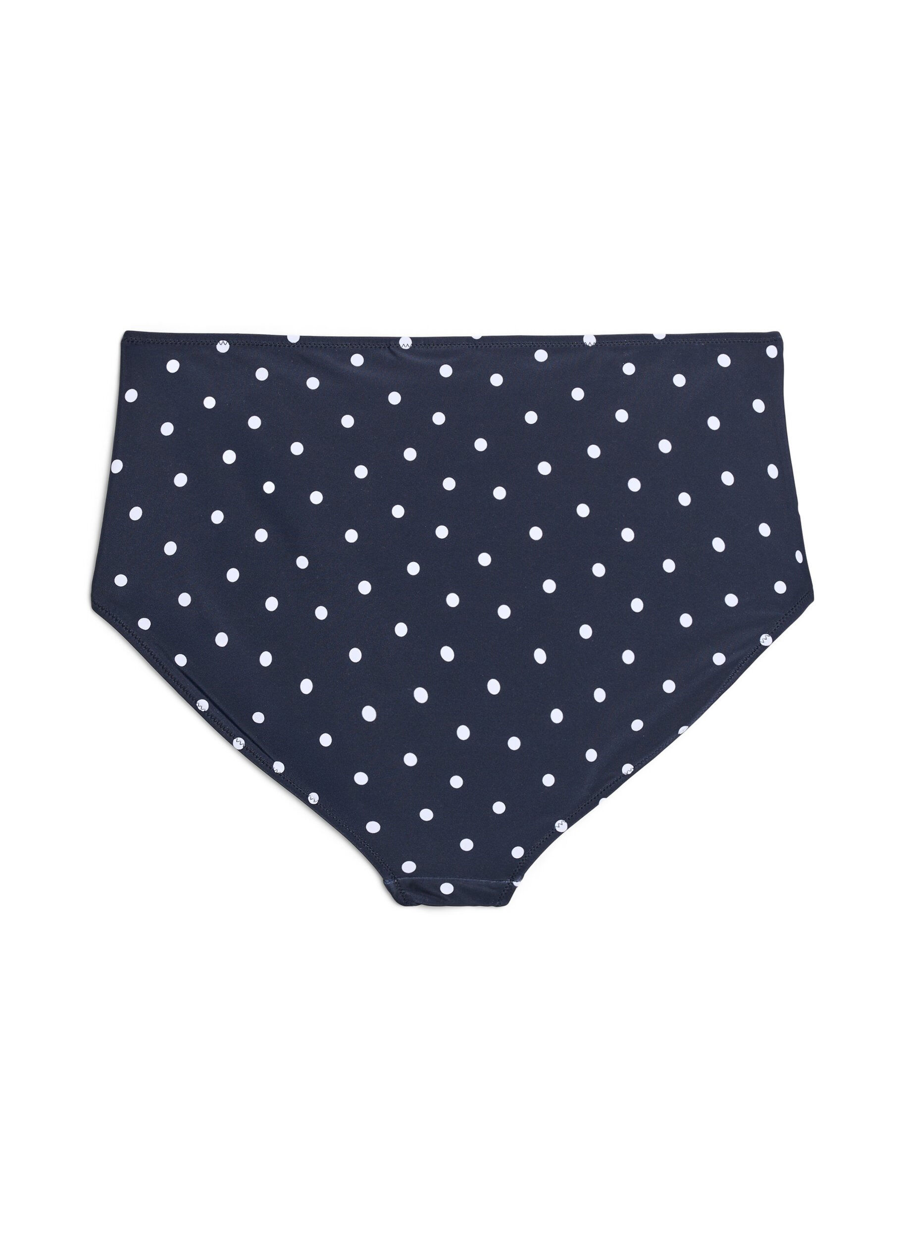 ZizzifashionHigh-waisted bikini bottoms with polka dots, Black, Packshot image number 1