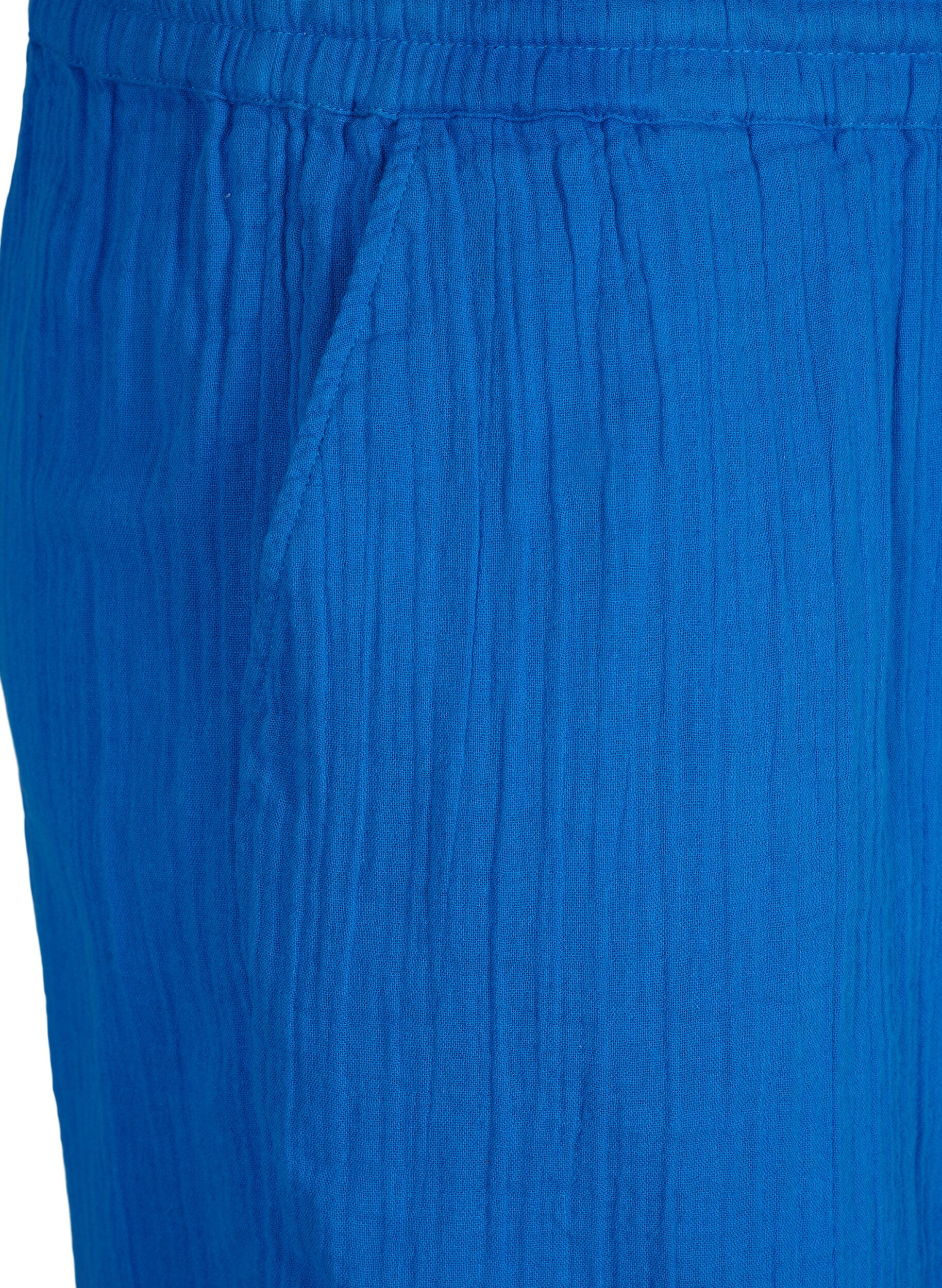 Zizzifashion Cotton muslin shorts with pockets, Victoria blue, Packshot image number 2